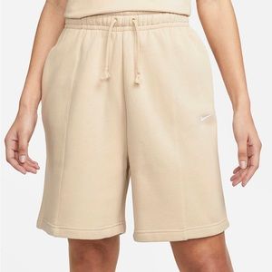 New Womens Nike Sportswear Essential Fleece Shorts Color Sanddrift.